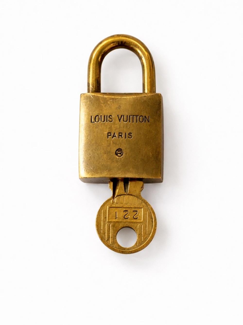 Louis Vuitton Gold Padlock Key #221 Brass Lock LV Bag Accessory Authentic - Picture 2 of 7